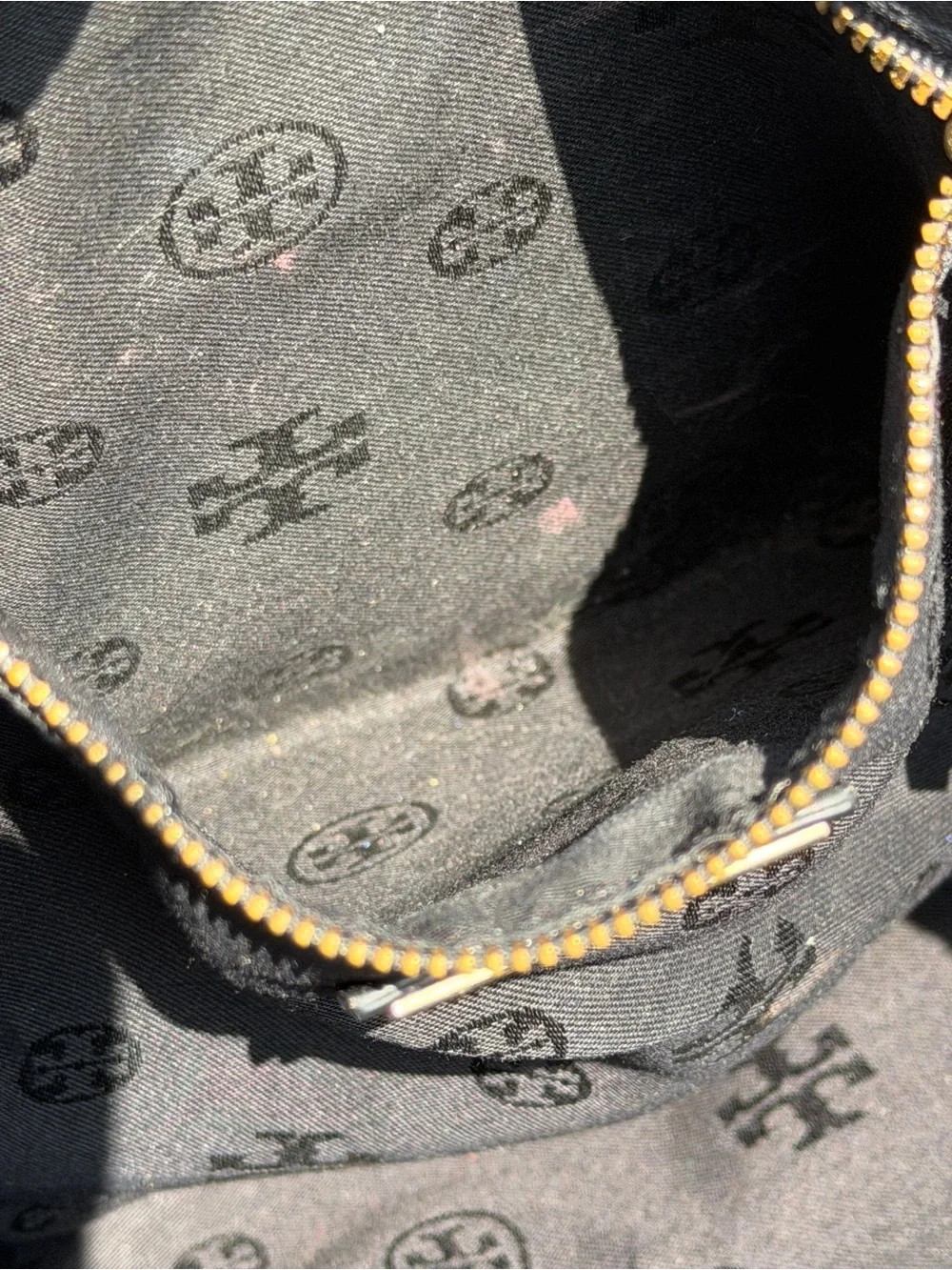 Tory Burch Black Pebbled Leather Gold Chain Shoulder Tote Bag